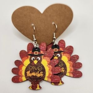 Give thanks Turkey Thanksgiving earrings